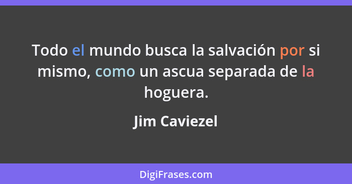 Todo el mundo busca la salvación por si mismo, como un ascua separada de la hoguera.... - Jim Caviezel