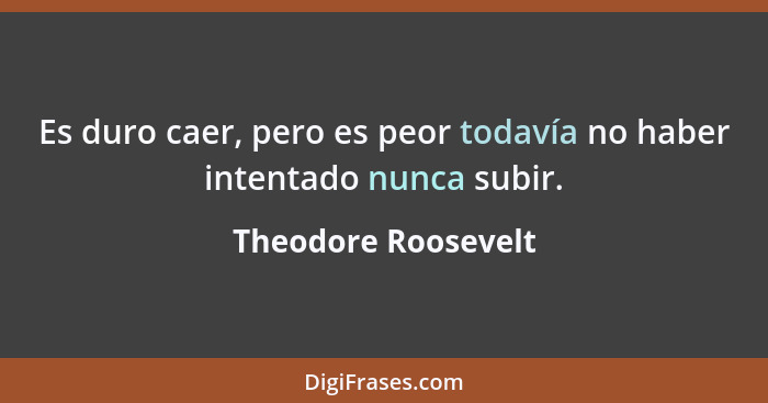 Es duro caer, pero es peor todavía no haber intentado nunca subir.... - Theodore Roosevelt