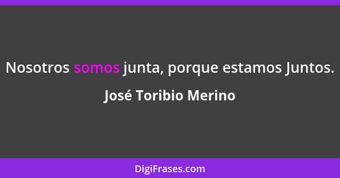 Nosotros somos junta, porque estamos Juntos.... - José Toribio Merino