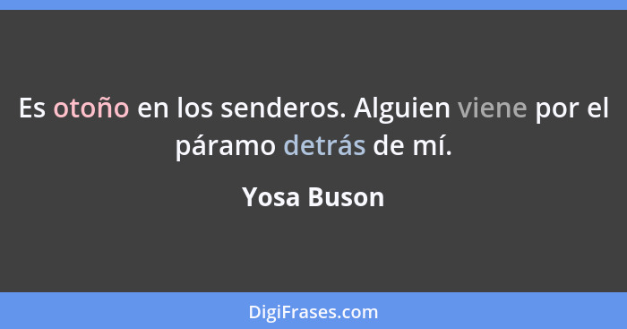 Es otoño en los senderos. Alguien viene por el páramo detrás de mí.... - Yosa Buson