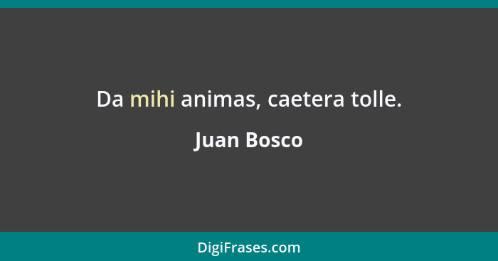 Da mihi animas, caetera tolle.... - Juan Bosco