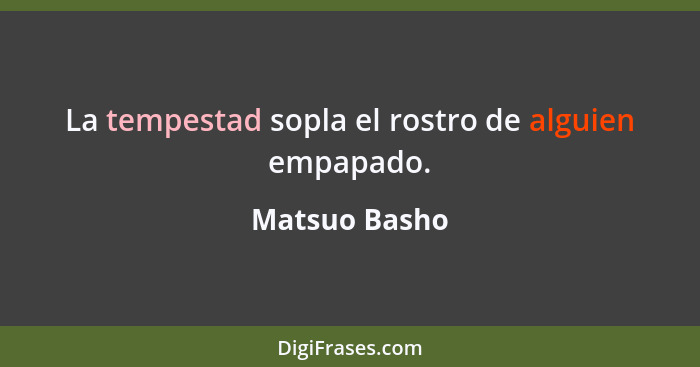 La tempestad sopla el rostro de alguien empapado.... - Matsuo Basho