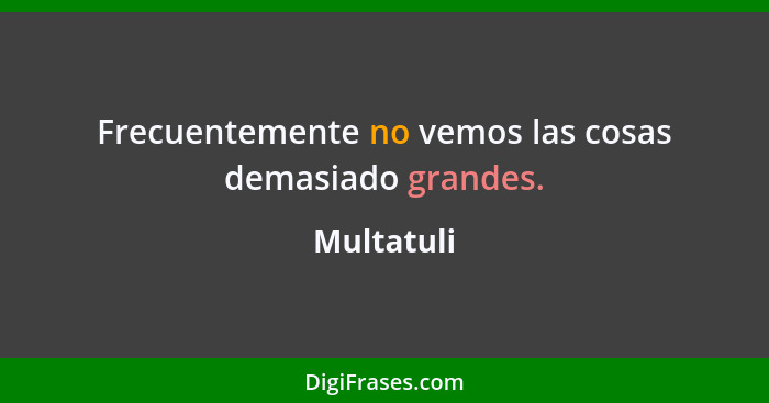 Frecuentemente no vemos las cosas demasiado grandes.... - Multatuli