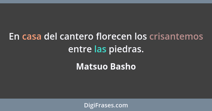 En casa del cantero florecen los crisantemos entre las piedras.... - Matsuo Basho