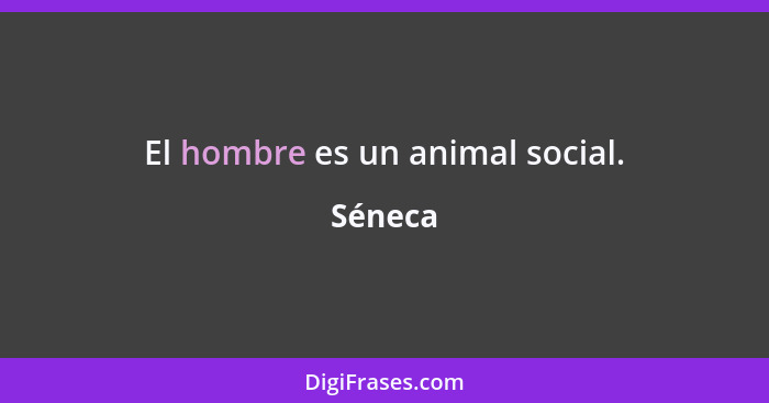 El hombre es un animal social.... - Séneca