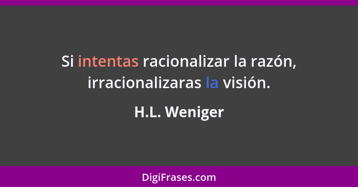 Si intentas racionalizar la razón, irracionalizaras la visión.... - H.L. Weniger
