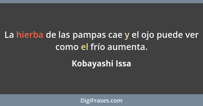 La hierba de las pampas cae y el ojo puede ver como el frío aumenta.... - Kobayashi Issa