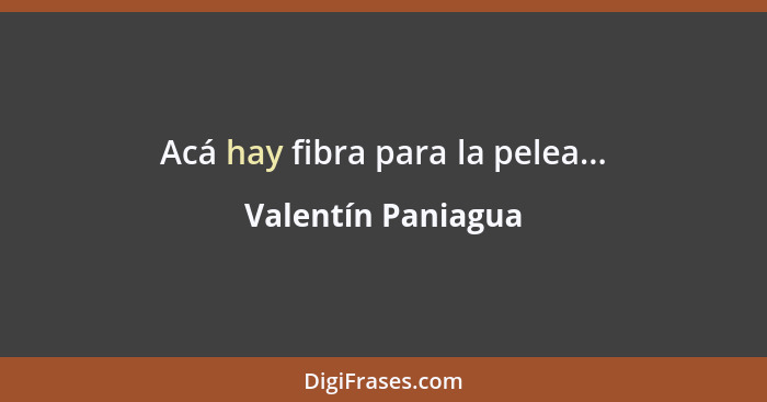 Acá hay fibra para la pelea...... - Valentín Paniagua