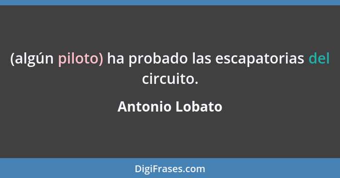 (algún piloto) ha probado las escapatorias del circuito.... - Antonio Lobato