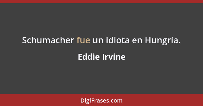 Schumacher fue un idiota en Hungría.... - Eddie Irvine