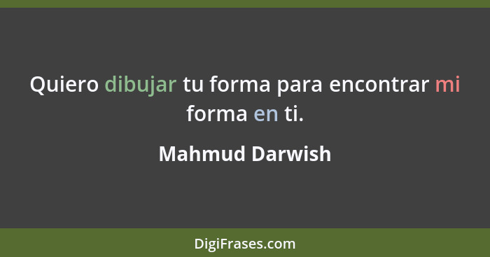 Quiero dibujar tu forma para encontrar mi forma en ti.... - Mahmud Darwish