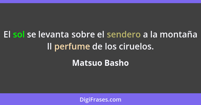 El sol se levanta sobre el sendero a la montaña ll perfume de los ciruelos.... - Matsuo Basho