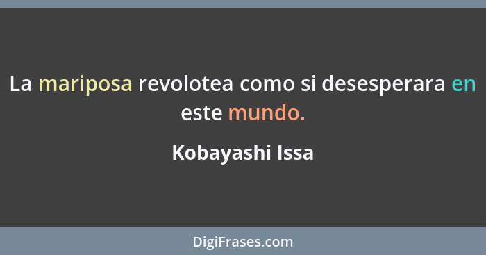 La mariposa revolotea como si desesperara en este mundo.... - Kobayashi Issa