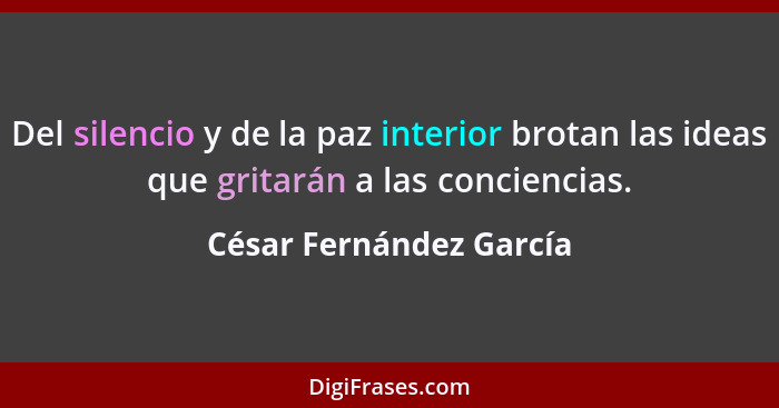 Del silencio y de la paz interior brotan las ideas que gritarán a las conciencias.... - César Fernández García