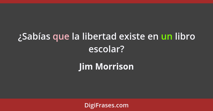 ¿Sabías que la libertad existe en un libro escolar?... - Jim Morrison