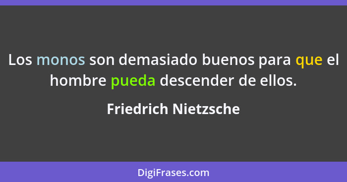 Los monos son demasiado buenos para que el hombre pueda descender de ellos.... - Friedrich Nietzsche