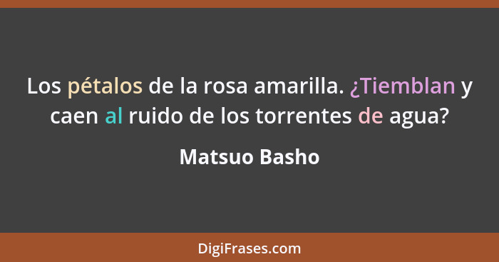 Los pétalos de la rosa amarilla. ¿Tiemblan y caen al ruido de los torrentes de agua?... - Matsuo Basho