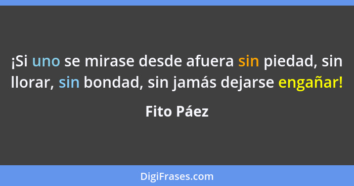 ¡Si uno se mirase desde afuera sin piedad, sin llorar, sin bondad, sin jamás dejarse engañar!... - Fito Páez