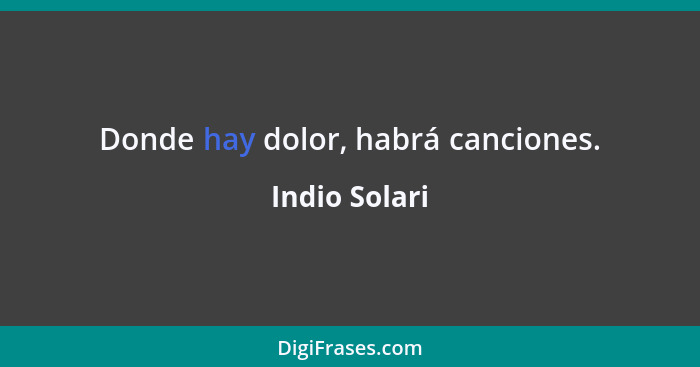 Donde hay dolor, habrá canciones.... - Indio Solari