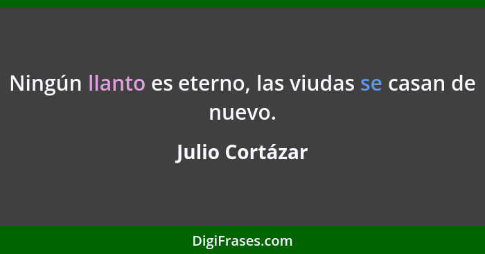 Ningún llanto es eterno, las viudas se casan de nuevo.... - Julio Cortázar