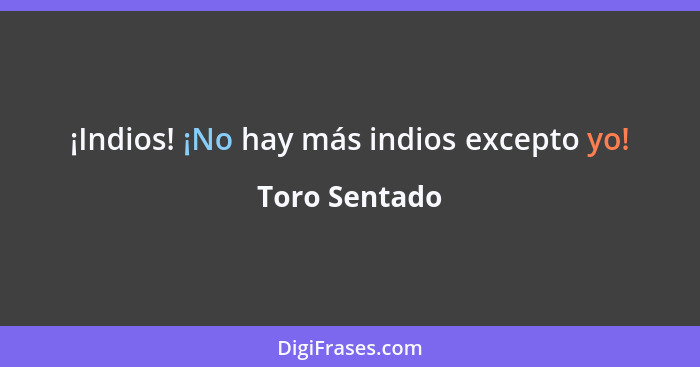 ¡Indios! ¡No hay más indios excepto yo!... - Toro Sentado