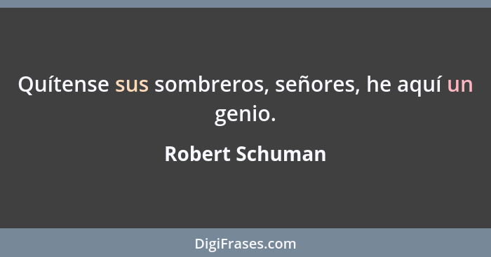 Quítense sus sombreros, señores, he aquí un genio.... - Robert Schuman