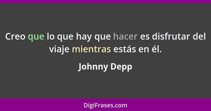 Creo que lo que hay que hacer es disfrutar del viaje mientras estás en él.... - Johnny Depp