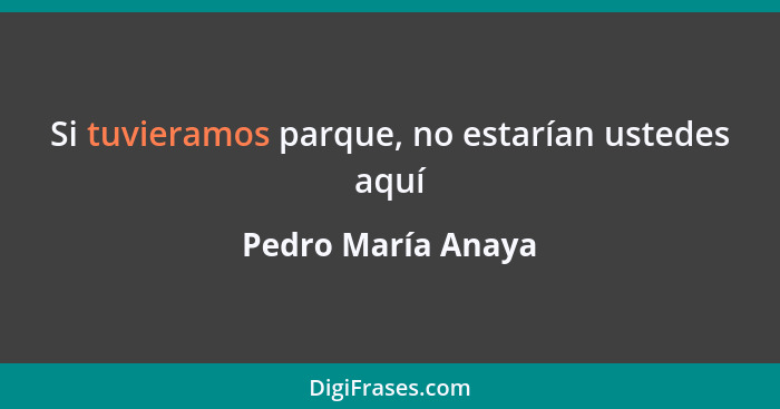 Si tuvieramos parque, no estarían ustedes aquí... - Pedro María Anaya