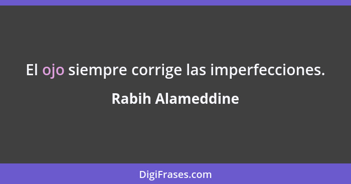 El ojo siempre corrige las imperfecciones.... - Rabih Alameddine