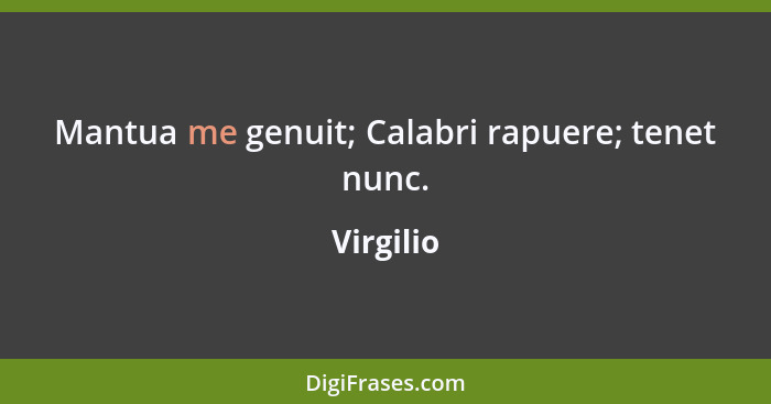 Mantua me genuit; Calabri rapuere; tenet nunc.... - Virgilio