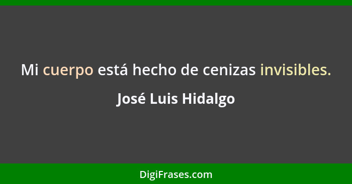 Mi cuerpo está hecho de cenizas invisibles.... - José Luis Hidalgo