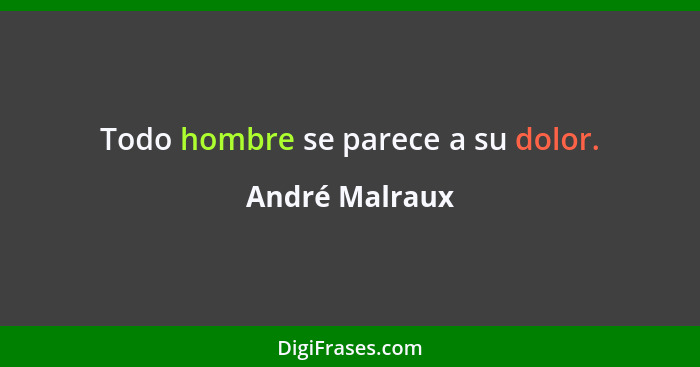 Todo hombre se parece a su dolor.... - André Malraux