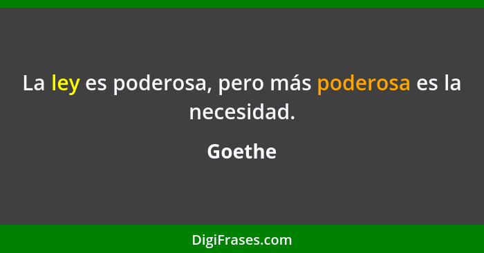 La ley es poderosa, pero más poderosa es la necesidad.... - Goethe