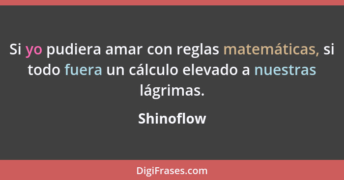 Si yo pudiera amar con reglas matemáticas, si todo fuera un cálculo elevado a nuestras lágrimas.... - Shinoflow