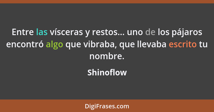 Entre las vísceras y restos... uno de los pájaros encontró algo que vibraba, que llevaba escrito tu nombre.... - Shinoflow