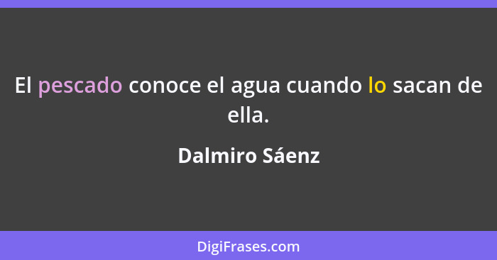 El pescado conoce el agua cuando lo sacan de ella.... - Dalmiro Sáenz