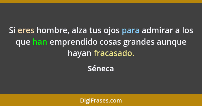 Si eres hombre, alza tus ojos para admirar a los que han emprendido cosas grandes aunque hayan fracasado.... - Séneca