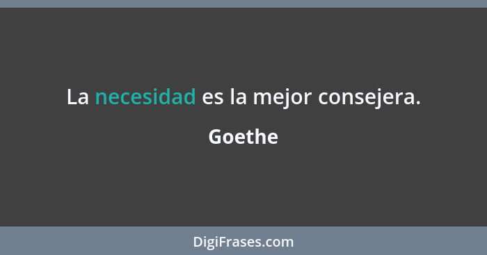 La necesidad es la mejor consejera.... - Goethe