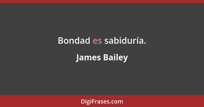 Bondad es sabiduría.... - James Bailey