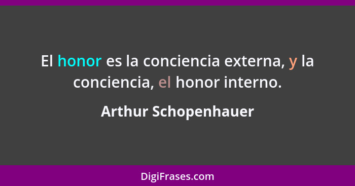 El honor es la conciencia externa, y la conciencia, el honor interno.... - Arthur Schopenhauer