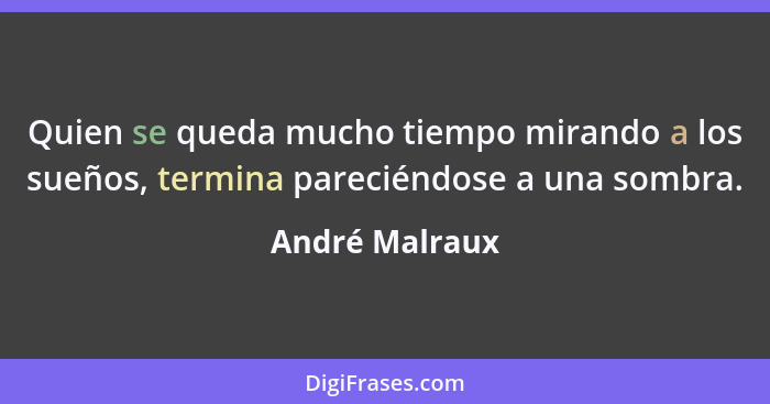 Quien se queda mucho tiempo mirando a los sueños, termina pareciéndose a una sombra.... - André Malraux