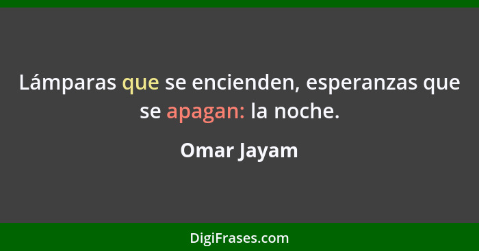 Lámparas que se encienden, esperanzas que se apagan: la noche.... - Omar Jayam