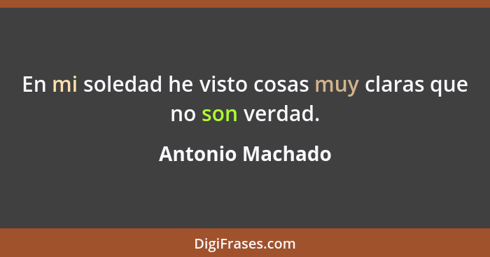 En mi soledad he visto cosas muy claras que no son verdad.... - Antonio Machado