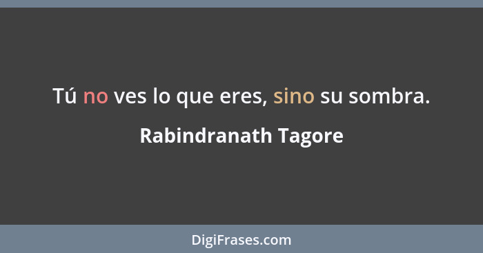 Tú no ves lo que eres, sino su sombra.... - Rabindranath Tagore