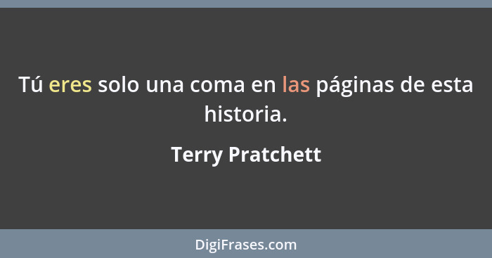 Tú eres solo una coma en las páginas de esta historia.... - Terry Pratchett