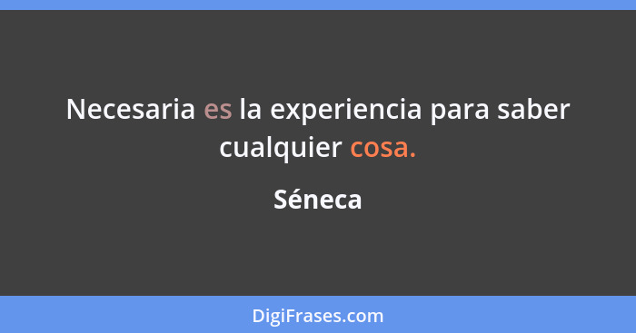 Necesaria es la experiencia para saber cualquier cosa.... - Séneca