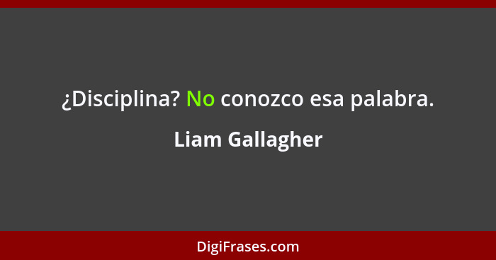 ¿Disciplina? No conozco esa palabra.... - Liam Gallagher