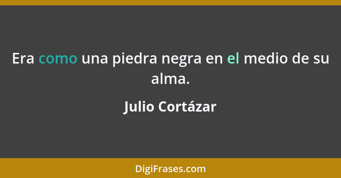 Era como una piedra negra en el medio de su alma.... - Julio Cortázar