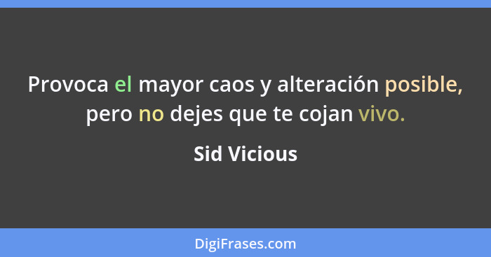 Provoca el mayor caos y alteración posible, pero no dejes que te cojan vivo.... - Sid Vicious