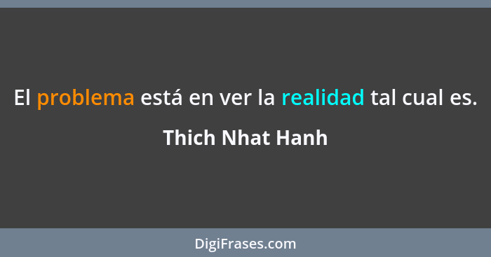 El problema está en ver la realidad tal cual es.... - Thich Nhat Hanh